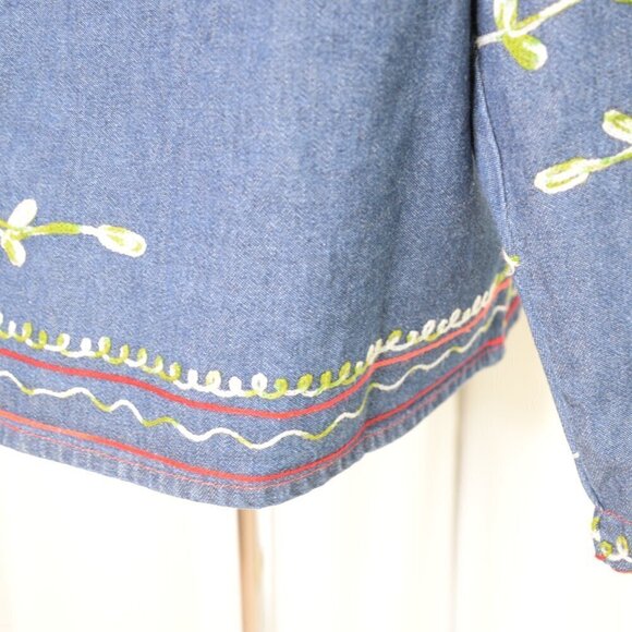 Vintage Embroidered Denim Chore Jacket Sz S - Picture 9 of 9